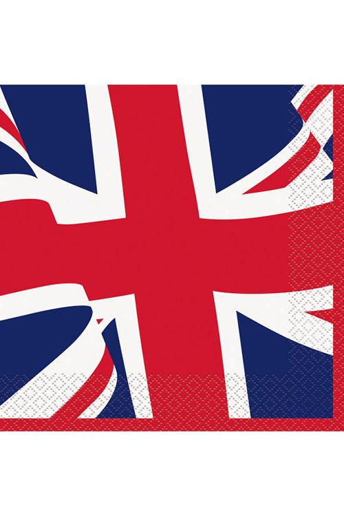 Union Jack 3 Ply Lunch Napkins Pack of 16 King Charles Coronation Celebration Party Serviettes Tableware - Labreeze
