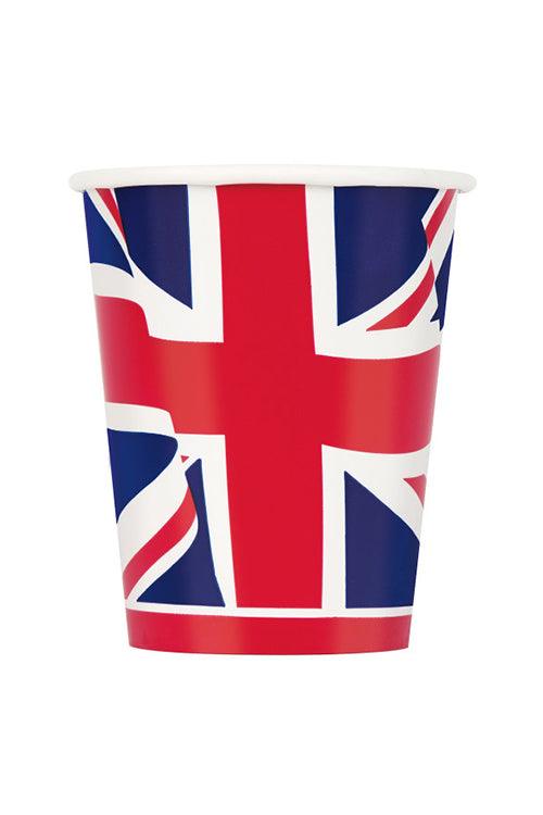 Union Jack 9oz Paper Cups Pack of 8 King Charles Coronation Celebration Party Tableware - Labreeze
