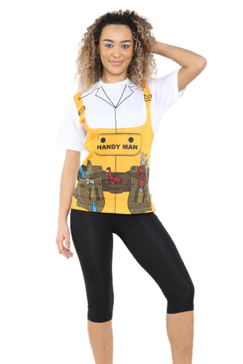 Unisex Handy Man Yellow Printed T-Shirt Men Women Short Sleeve Stag Do Party Casual Top - Labreeze