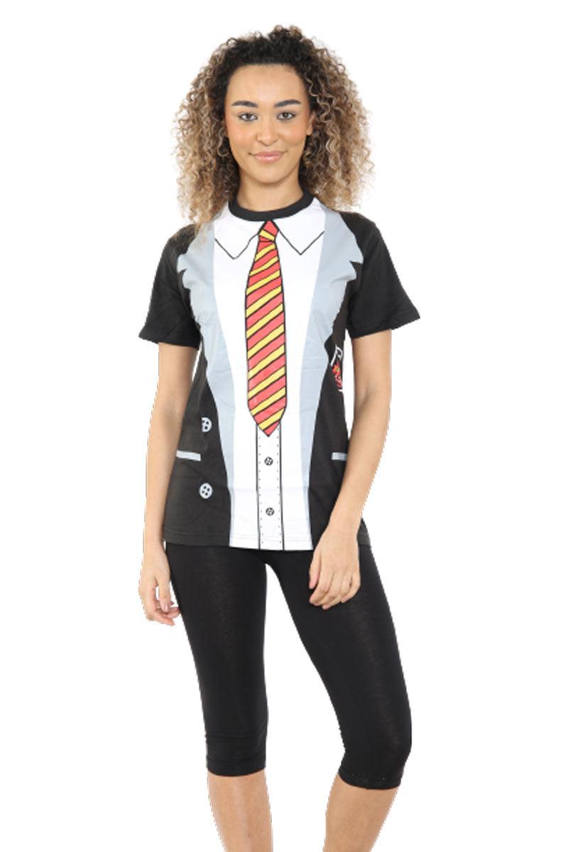 Unisex School Boy Printed T-shirt Black Short Sleeve Adults Stag Do Fancy Dress Summer Top - Labreeze