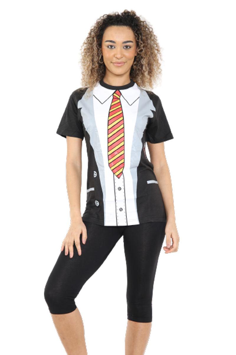 Unisex School Boy Printed T-shirt Black Short Sleeve Adults Stag Do Fancy Dress Summer Top - Labreeze