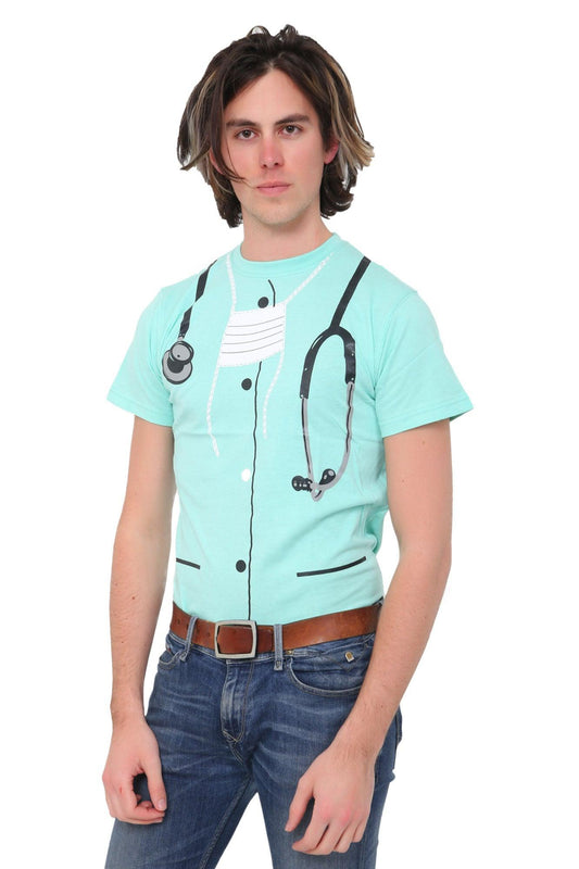 Unisex Surgeon Printed T-shirt Short Sleeve Adults Doctor Zombie Halloween Fancy Dress Top - Labreeze