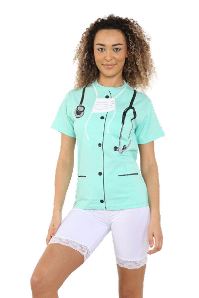 Unisex Surgeon Printed T-shirt Short Sleeve Adults Doctor Zombie Halloween Fancy Dress Top - Labreeze
