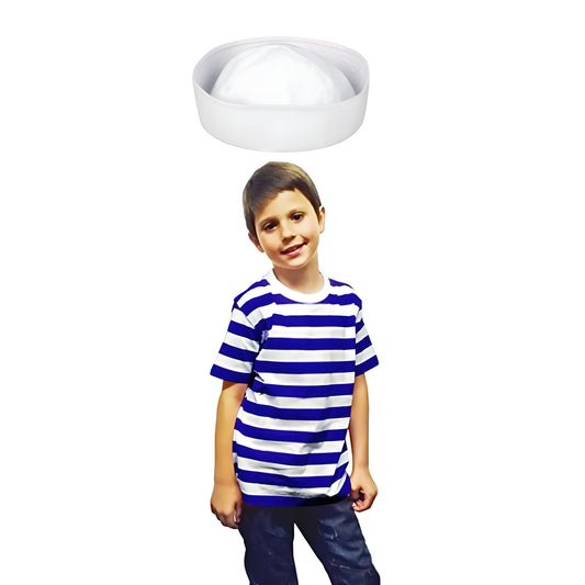 Children’s Sailor Blue White Striped T-Shirt & Doughboy Hat Costume