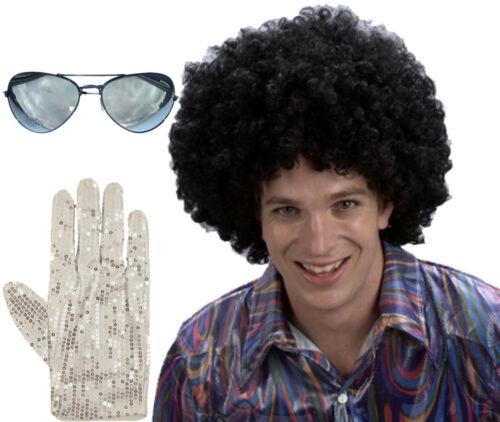1980s ADULT MICHAEL JACKSON Afro Wig Glasses Pop Gloves GANGSTER FANCY DRESS - Labreeze