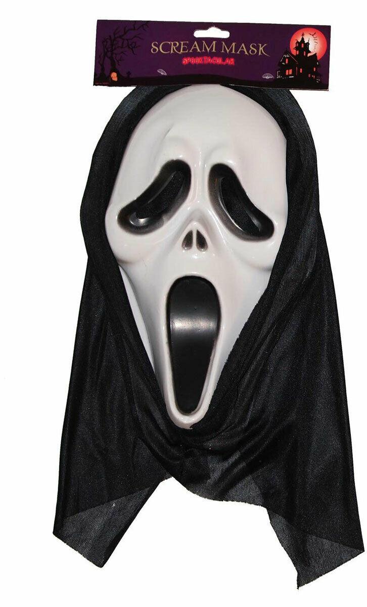 Adult Hooded Scream Mask Ghost Face Halloween Fancy Dress Costume Accessory - Labreeze