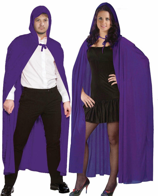 Adult Purple Hooded Velvet Cape Halloween Vampire Fancy Dress Cloak - Labreeze