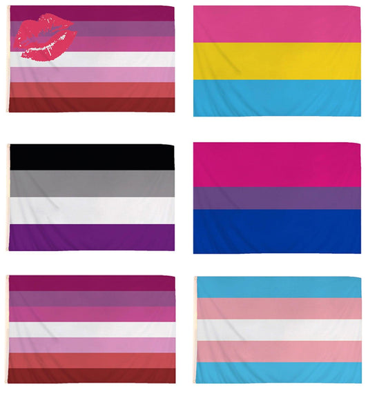 Adults Asexual Bisexual Transgender Pansexual Lesbian Designs 5ft X 3ft Party Flags - Labreeze