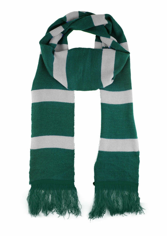 Adults Evil School Wizard Green White Striped Scarf - Unisex Stag Party Fancy Dress - Labreeze