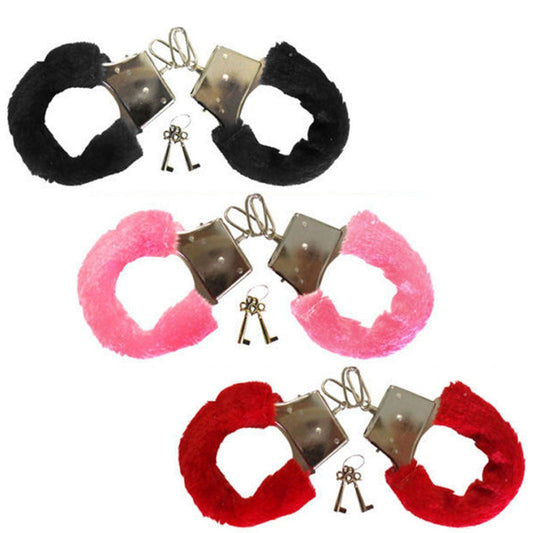 Adults Furry Fluffy Handcuffs with Keys Hen Stag Do Party Play Toy Accessory - Labreeze