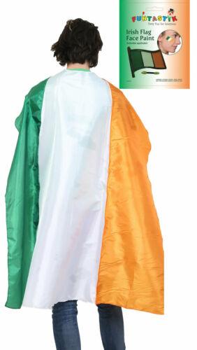 Adults Irish Flag Satin Cape 48 Inches & Flag Makeup Set St Patrick’s Fancy Dres - Labreeze