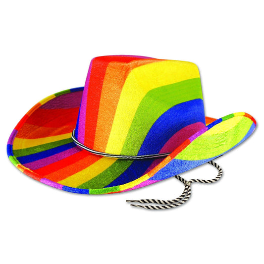 Adults Mens Womens Pride Carnival Cowboy Rainbow Felt Hat Ladies Fancy Dress - Labreeze