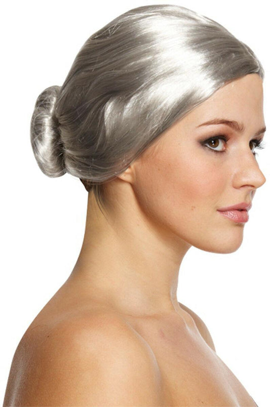 Adults Old Lady Grey Granny Wig 150g Halloween Fancy Dress Headwear - Labreeze