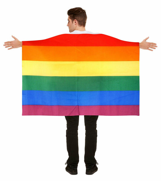 Adults Rainbow Flag Cape Gay Pride Carnival Wearable LGBT Party Fancy Dress - Labreeze