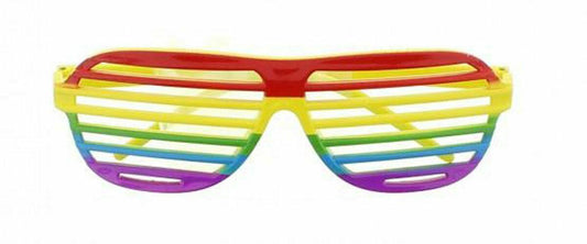 Adults Rainbow Shutter Shades Glasses Pride Party 90’s Fancy Dress Accessory - Labreeze