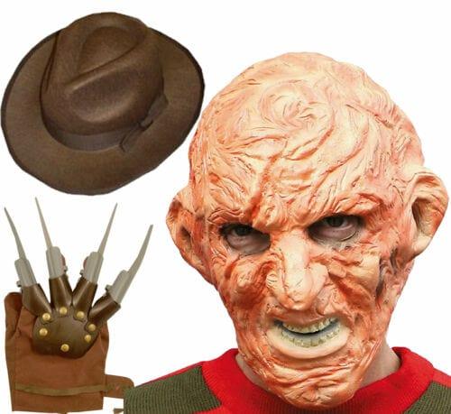 Adults Safari Explorer Hat Claw Glove Burnt Man Mask Halloween Fancy Dress Set - Labreeze