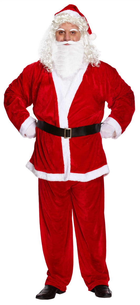 Adults Santa Claus Costume Men’s Plus Size Xmas 5 Pcs Father Christmas Outfit - Labreeze