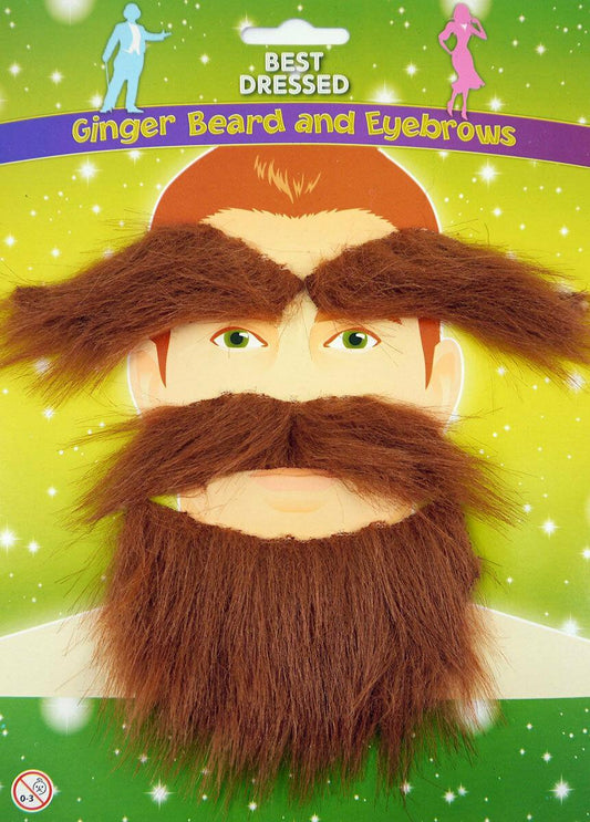 Adults Scottish Ginger Beard and Moustache Set St Patricks Facial Hair Fancy Dre - Labreeze