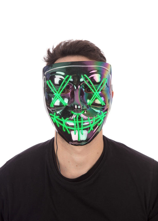 Anarchy Iridescence Mask LED Light Up Adults Fancy Dress Halloween Men's Accessory - Labreeze