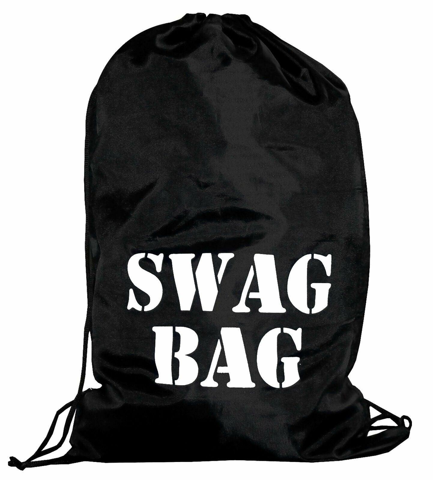 Black SWAG Printed Gymsac Bag Funny Thief Burglar Fancy Dress Accessory - Labreeze