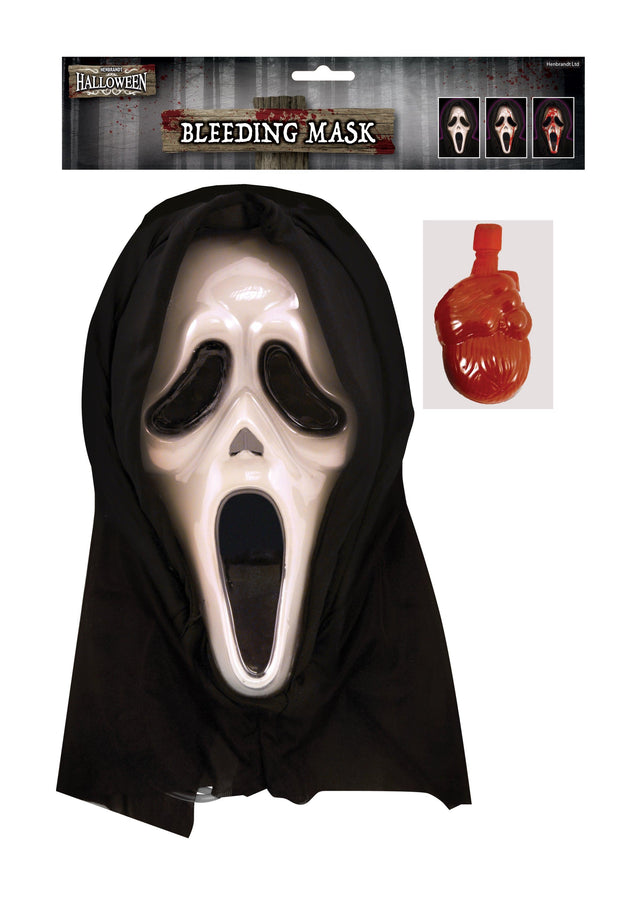 Bleeding Scream Mask – Halloween Horror Party Accessory with Blood Effect