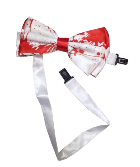 Blood Print Bow Tie White Halloween