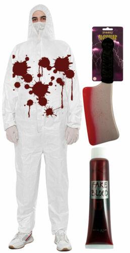 Bloody Breathable Protective Coverall Fake Blood Cleaver Halloween Fancy Dress - Labreeze