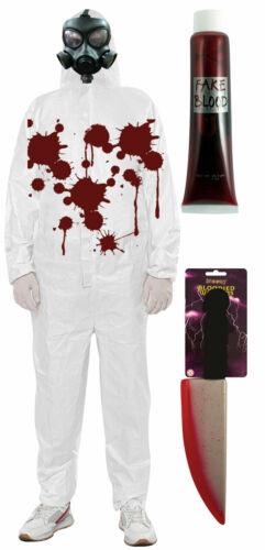 Bloody Protective Coverall Fake Blood Knife Gas Mask Halloween Horror Fancy Dres - Labreeze