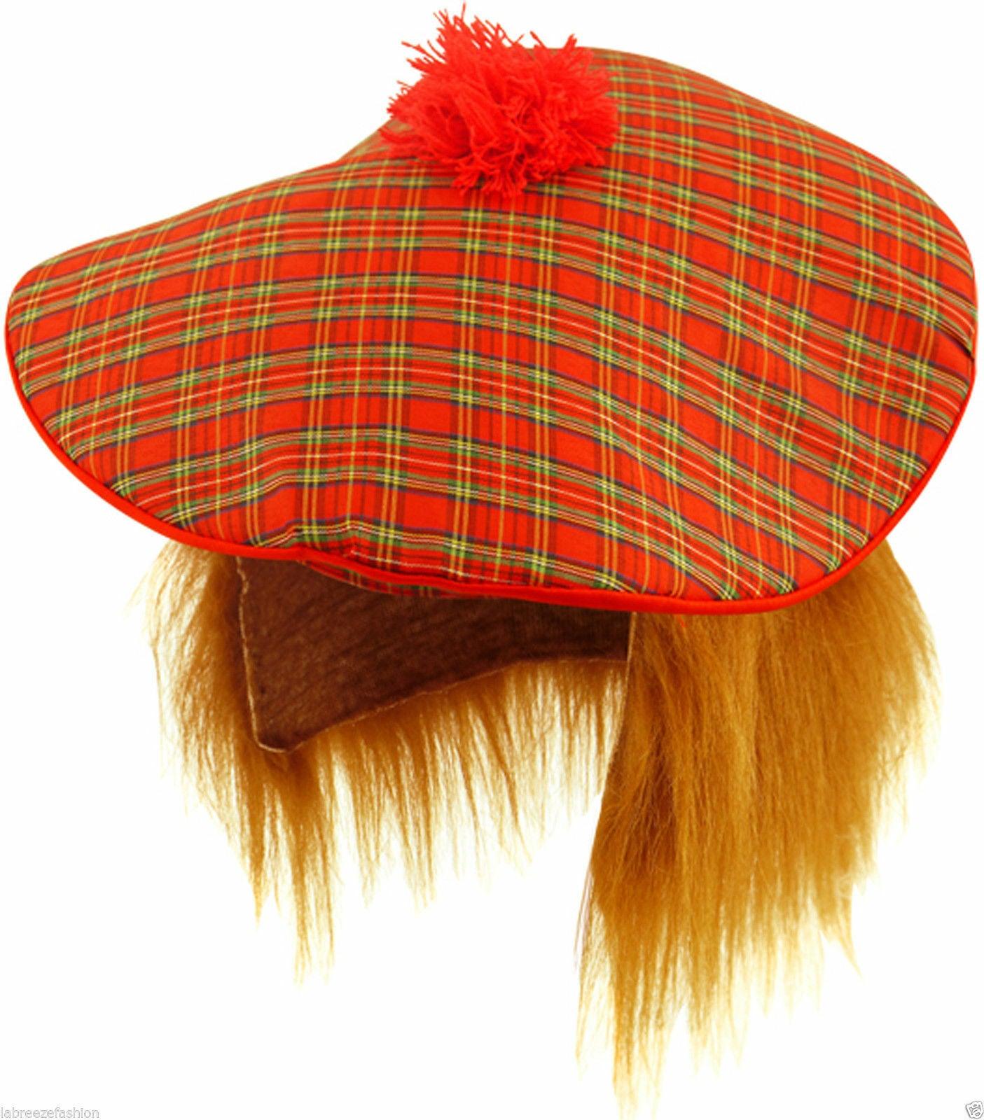 Burns Night Tartan Ginger Hair Wig Scottish Scots Fancy Dress Accessory - Labreeze