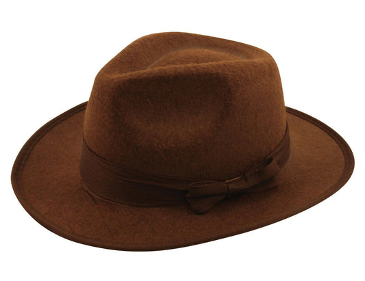 Child Explorer Hat Brown Felt Fedora Hat Western Explorer Fancy Dress Hat - Labreeze