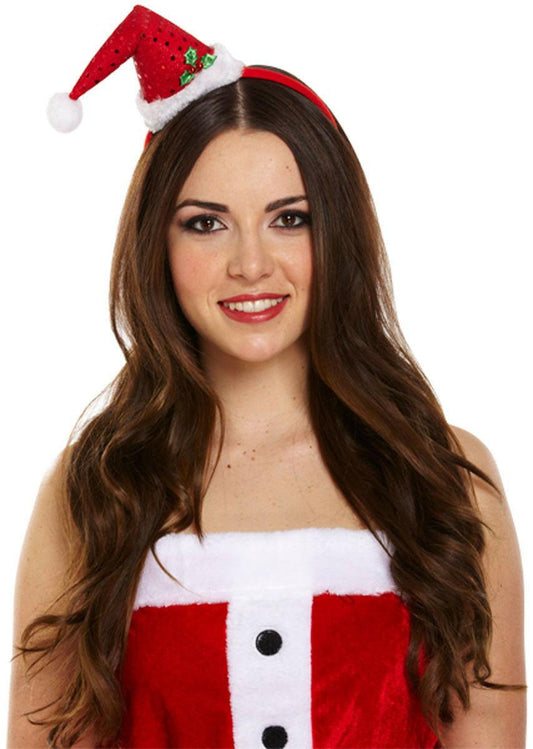 Christmas Funky Mini Santa Hat On Headband With Pom Pom Xmas Party Hat - Labreeze