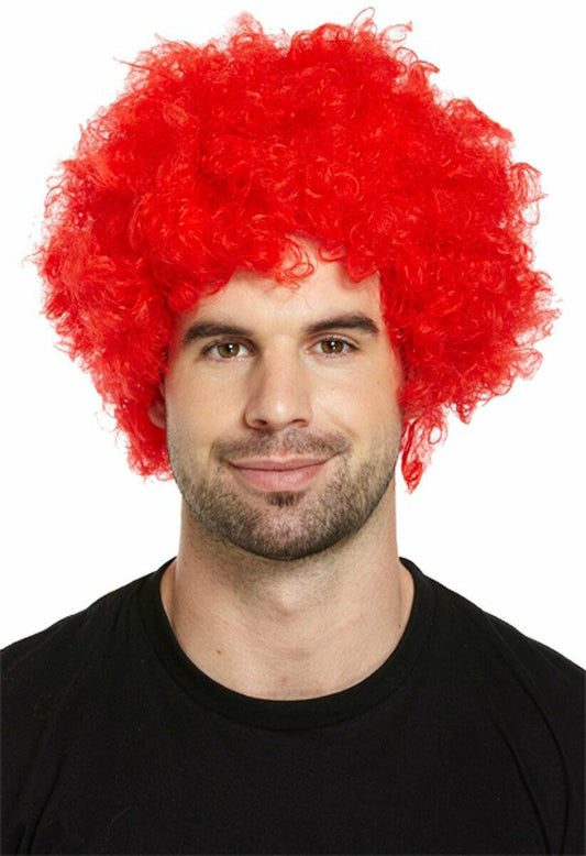 Curly Red Clown Afro Wig Adults Halloween Fancy Dress Party Hair Costume - Labreeze