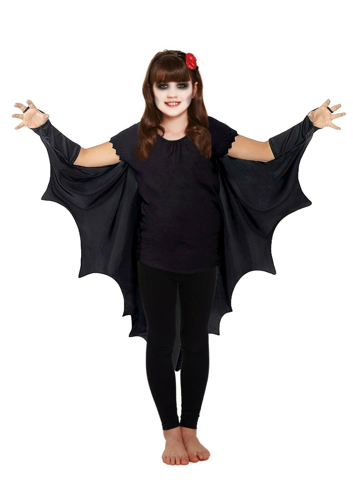 Deluxe Black Bat Wings Cape Children’s Girls Halloween Fancy Dress Party Costume - Labreeze