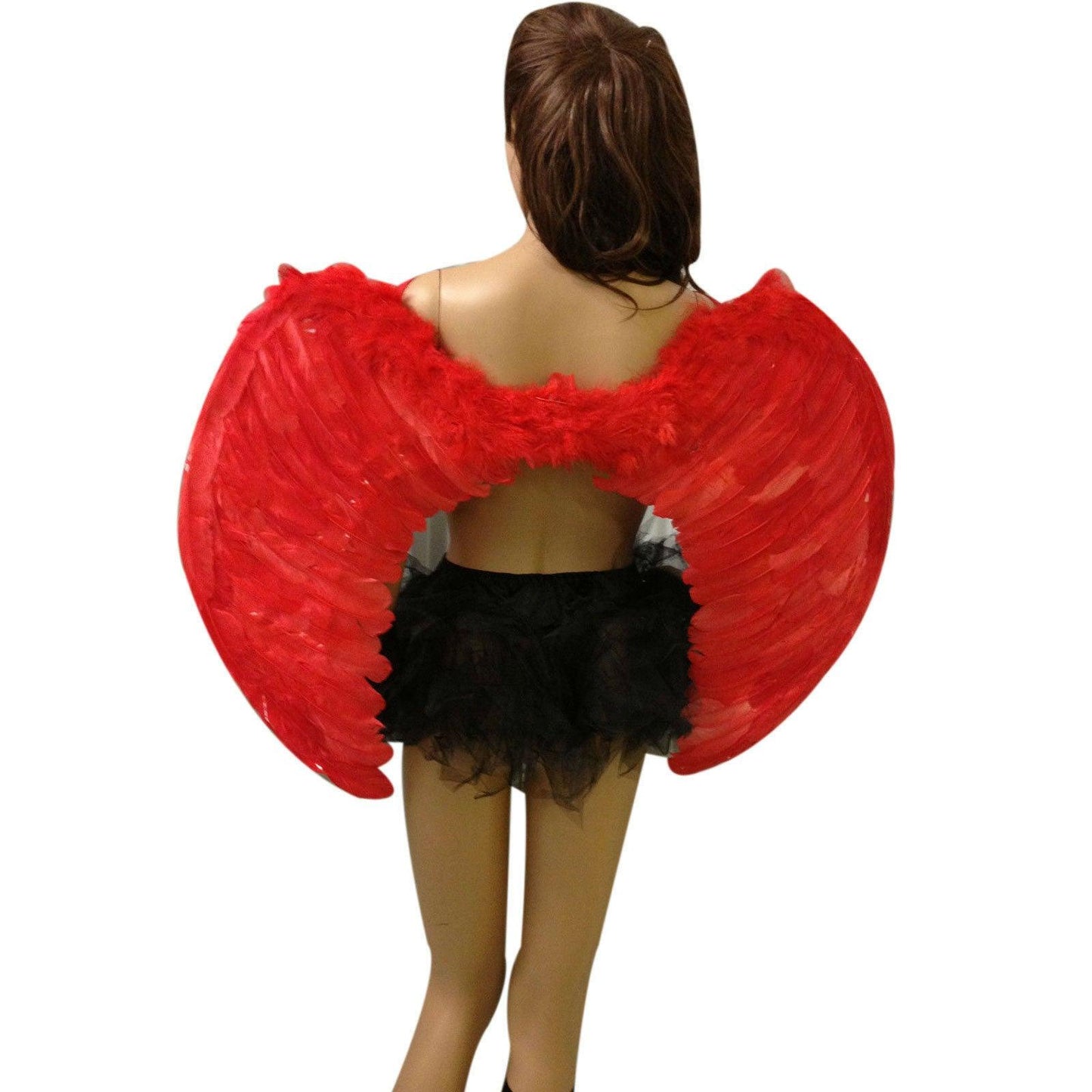 Deluxe Large Red Real Feather Wings Womens Ladies Fancy Dress Party Costume - Labreeze