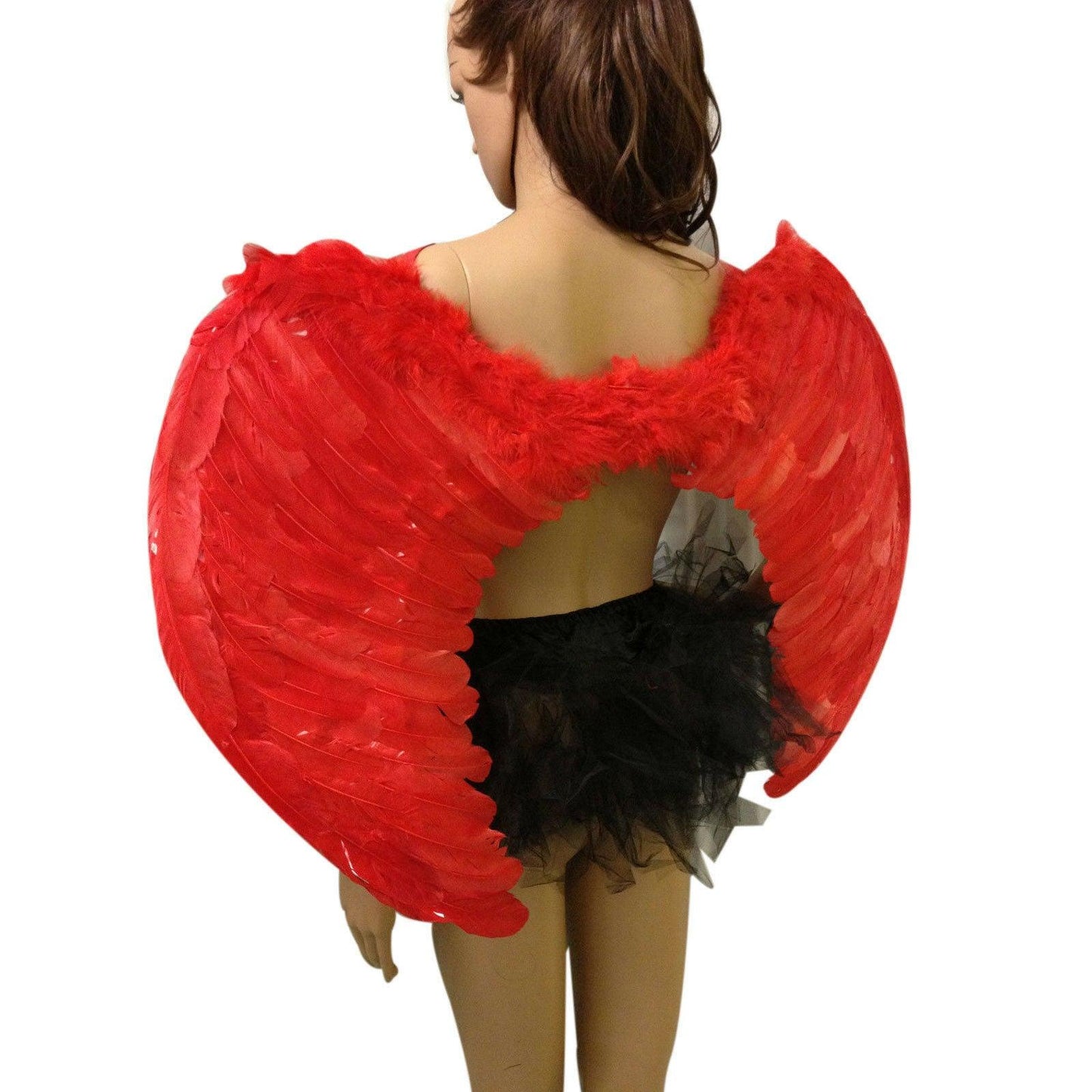 Deluxe Large Red Real Feather Wings Womens Ladies Fancy Dress Party Costume - Labreeze