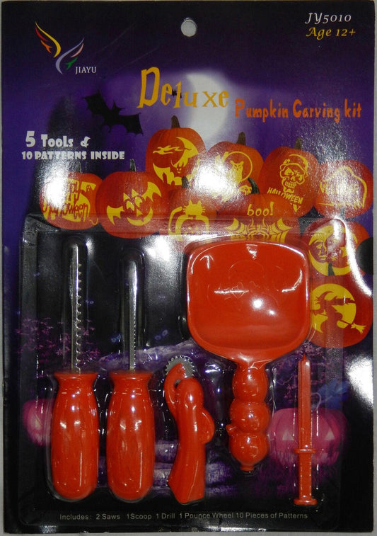Deluxe Pumpkin Carving Kit 5 Tools Set Halloween Spooky Scary Party Decoration - Labreeze