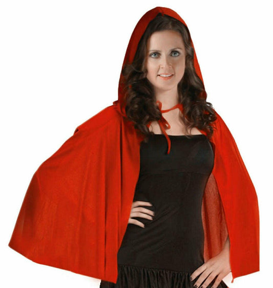 Deluxe Red Riding Velvet Hooded Cape Cloak World Book Day Fancy Dress Costume - Labreeze