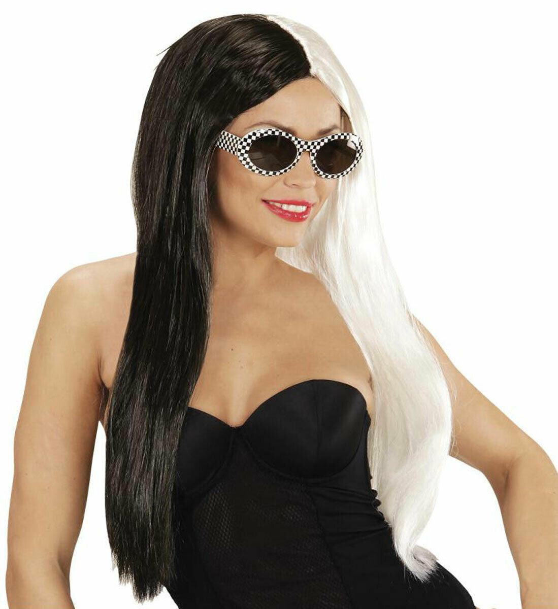 Demonia Wig Black White Long Gothic Hair Ladies Girls Halloween Party Wig - Labreeze