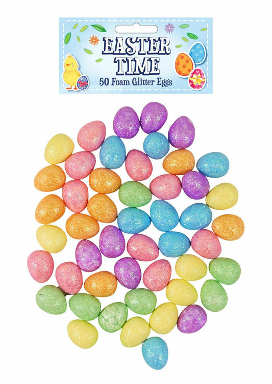 Easter Kit Shinny Glitter Foam Eggs Assorted Colors Kids Party Decoration Prop - Labreeze