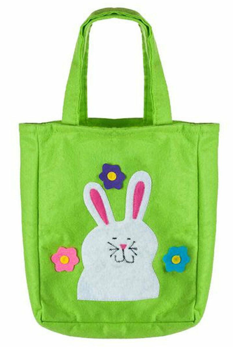 Easter Rabbit Bunny Ear Shopping Basket Green Woven Gift Bag Handbag - Labreeze