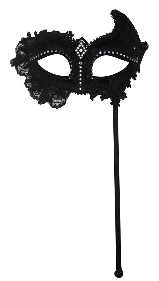 Elegant Black Eye Mask with a lace on adult costume fancy accessory - Labreeze