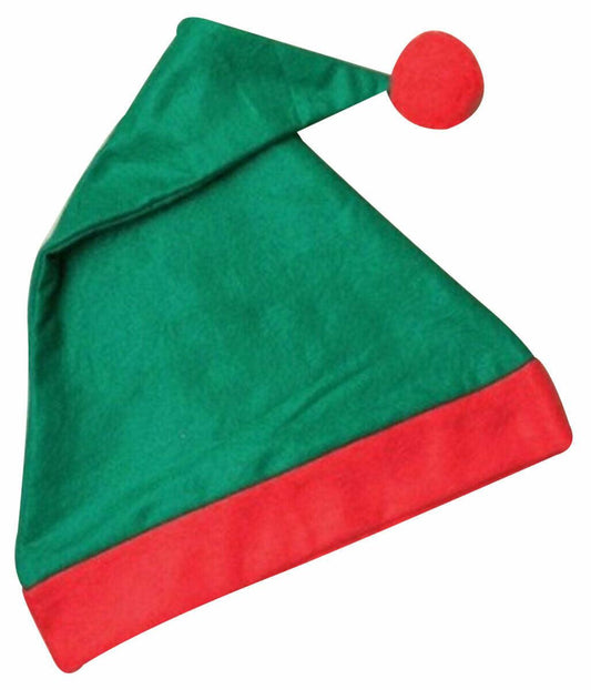 Elf Hat Red Green Adults Unisex Christmas Xmas Santa Helper Party Fancy Dress - Labreeze