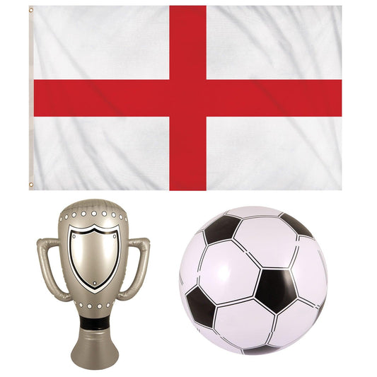 England St George's Cross Flag 5ft x 3ft Metal Eyelets Inflatable Trophy, Football FIFA World Cup Celebration - Labreeze