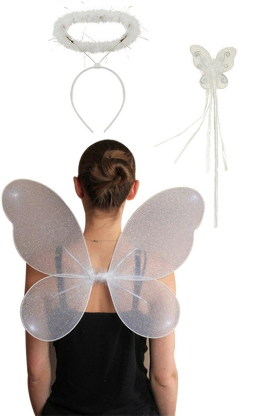 Fairy 3 Piece Adults Set Halo Net Fairy Wings Butterfly Wand Sexy Costume Set - Labreeze