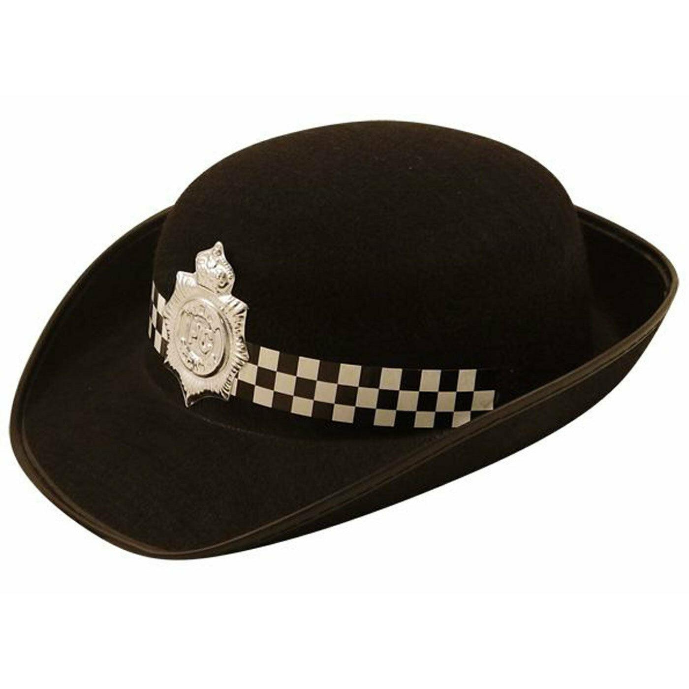 Felt Black Policewoman Hat York Cop Copper Fancy Dress Cap Hat - Labreeze