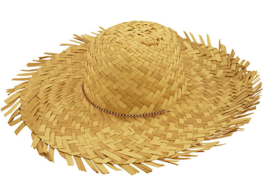 Female Beige Straw Beachcomber Sombrero Unisex Hawaiian Party Fancy Dress Hat - Labreeze
