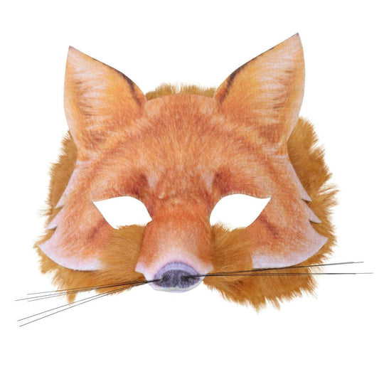 Fox Face Realistic Fur Mask Brown Animal Zoo Book Week Fancy Dress Accessory - Labreeze