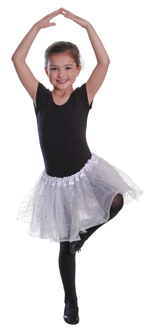 Girls Fancy Party Dress Childs Petticoat Tutu Skirt With Sequin Stars White - Labreeze