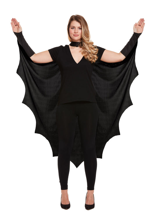 Gothic Vampire Bat Wings Black Cape Adult Halloween Scary Fancy Dress Costume - Labreeze