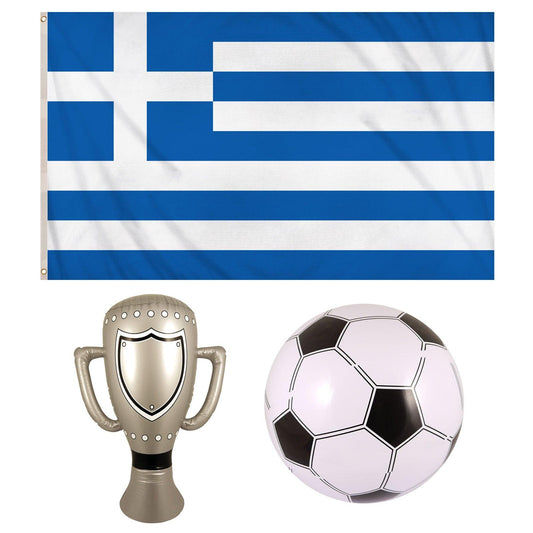 Greece National Flag Metal Eyelets Inflatable Trophy, Football FIFA World Cup Party Celebration - Labreeze